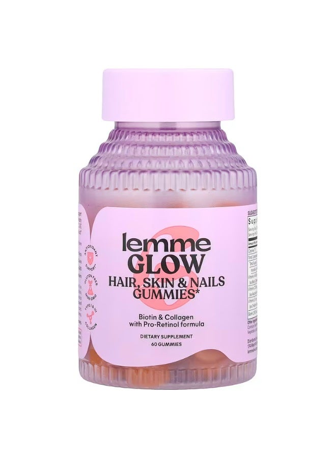 Glow, Hair, Skin & Nails Gummies, Peach, 60 Gummies